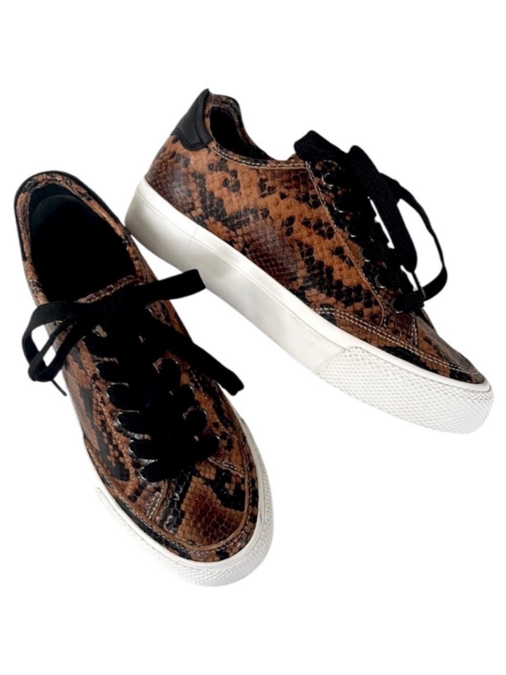 EUC Rag & Bone Leather Army Animal Print Sneakers Size 7 Retail $295.00